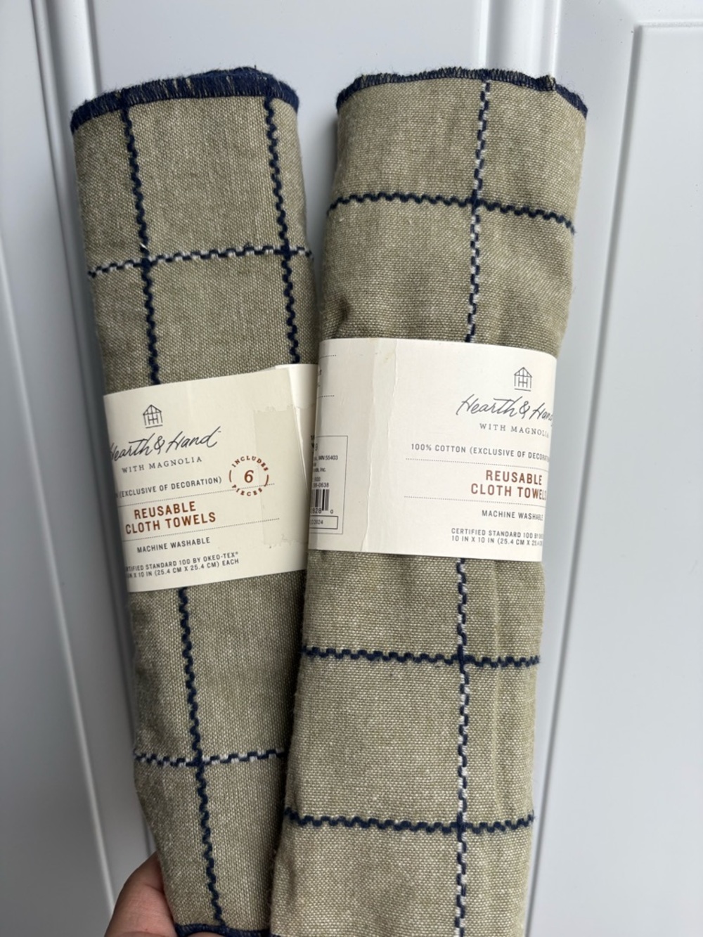 Olive green plaid cloth towels - Hearth & Hand with Magnolia